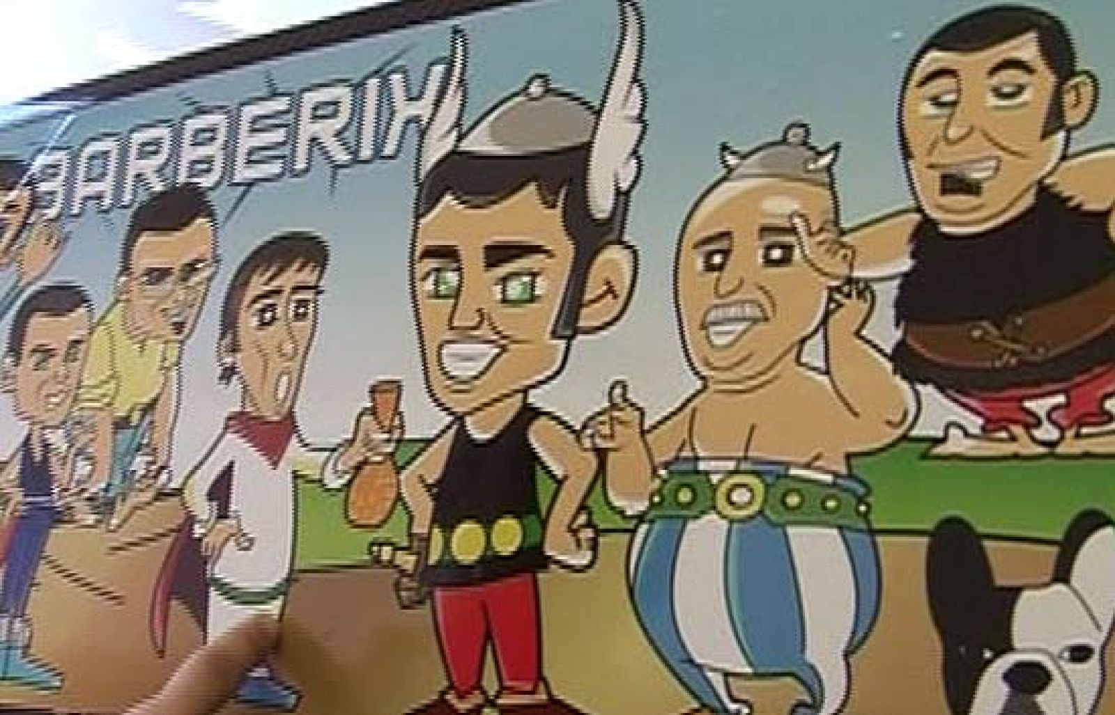 Héctor Barberá y su equipo, convertidos en una caricatura de Asterix.