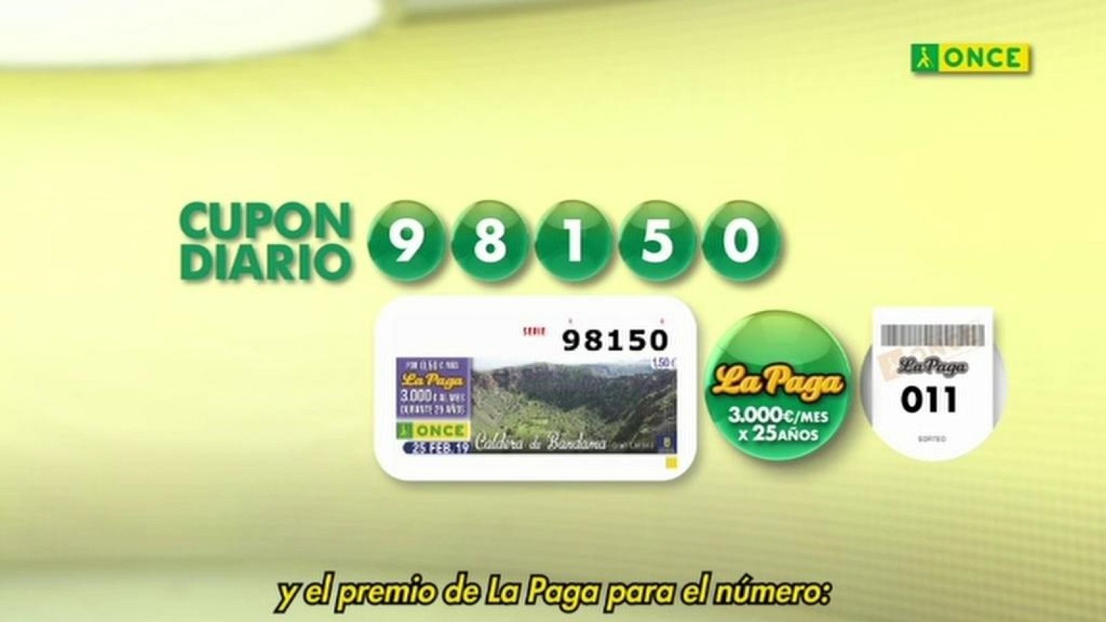 Sorteo ONCE - 25/02/19 - ver ahora