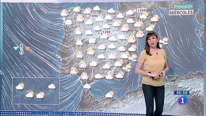 El tiempo - Hoy, lluvias persistentes o fuertes en Galicia, Sistema Central y Pirineos
