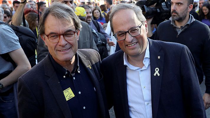 Telediario 1 - La Junta Electoral da un día a Torra para retirar lazos