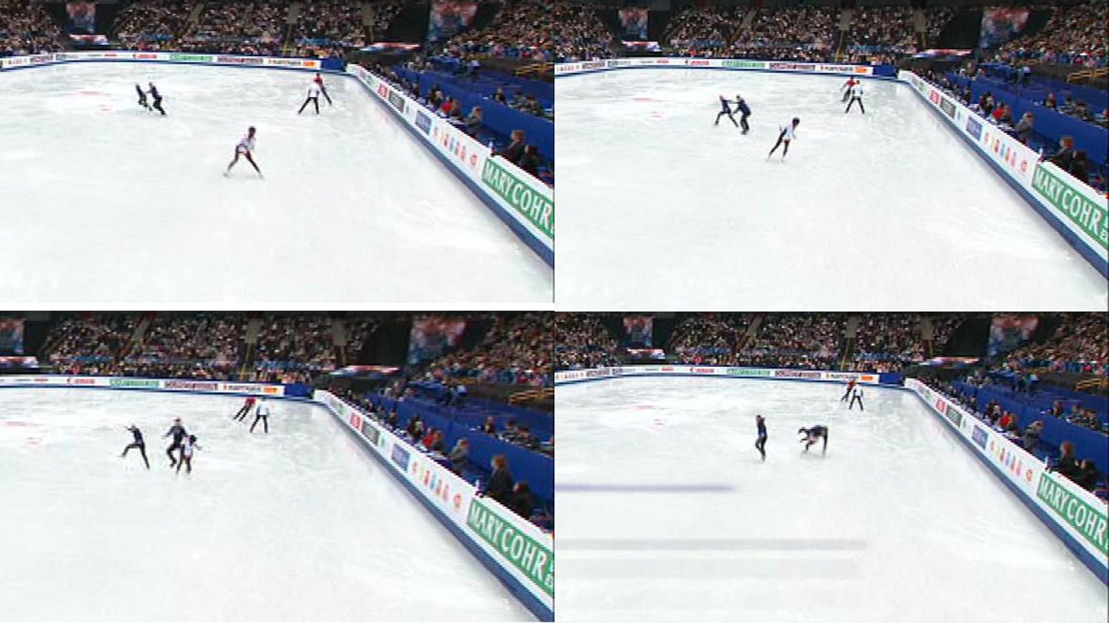 Patinaje | Dos patinadores chocan en el calentamiento - Patinaje sobre hielo | Ver