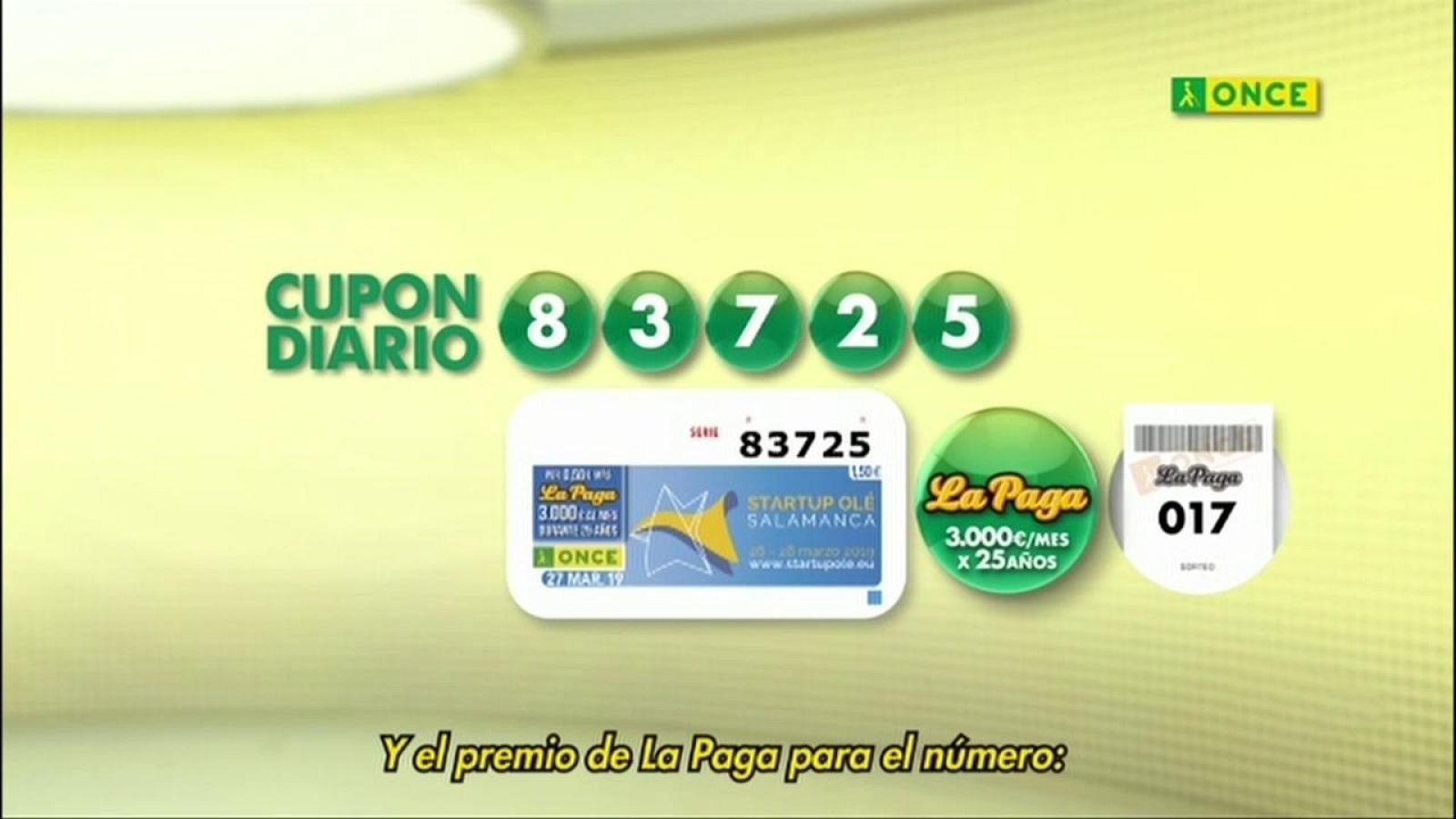 Sorteo ONCE - 27/03/19 - ver ahora