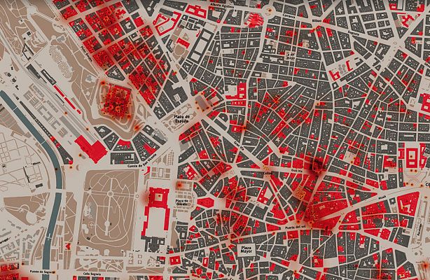 Telediario 1 - Mapa del Madrid bombardeado