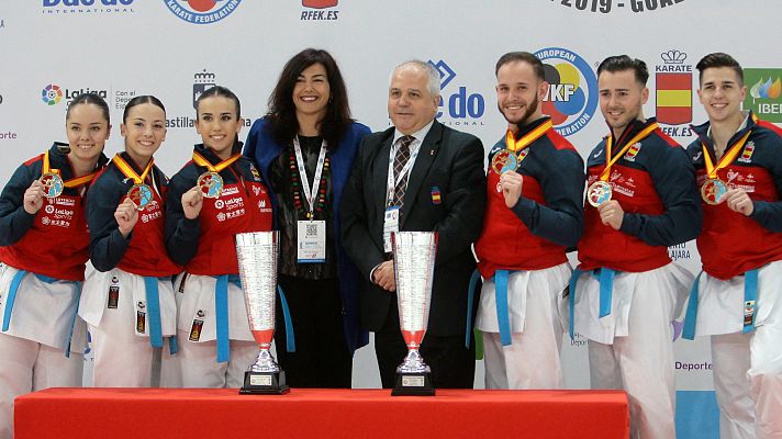 Telediario 1 - Europeo de kárate 2019 | Pleno español de oro en kata en los Europeos de Guadalajara