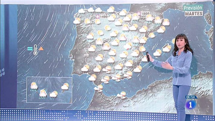 El tiempo - Hoy, chubascos en Canarias y lluvias y tormentas en el interior peninsular