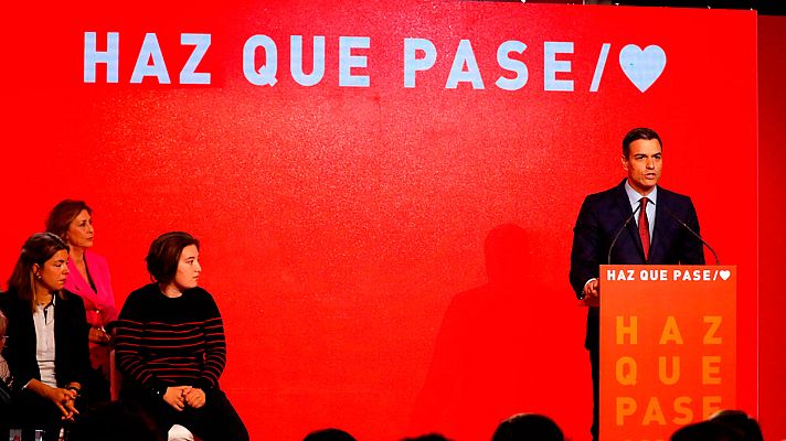 Telediario 1 - Sánchez reclama un "esfuerzo extraordinario" de movilización para el 28A con la campaña "Haz que pase"