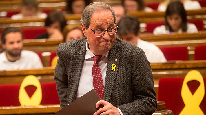 Telediario 1 - Torra desafía a la oposición a presentar una moción de censura antes de medir su confianza en el Parlament