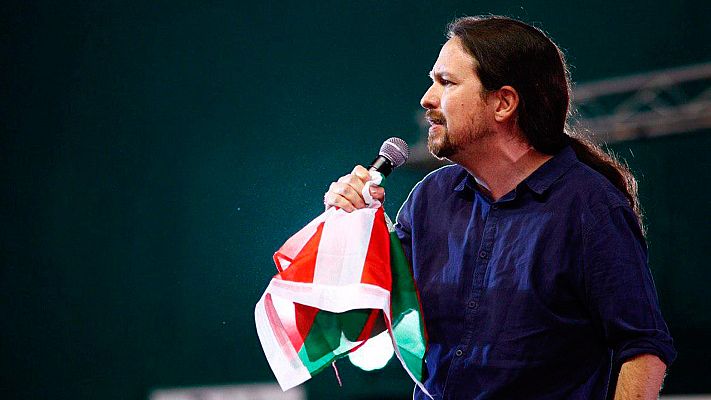 Telediario 1 - Iglesias se reivindica en Gipúzcua como garantía de plurinacionalidad