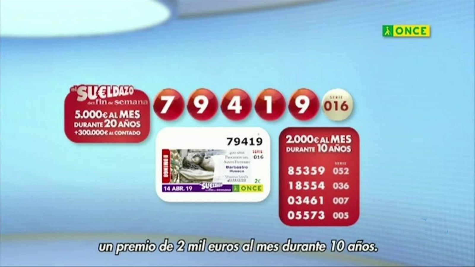 Sorteo ONCE - 14/04/19 - ver ahora