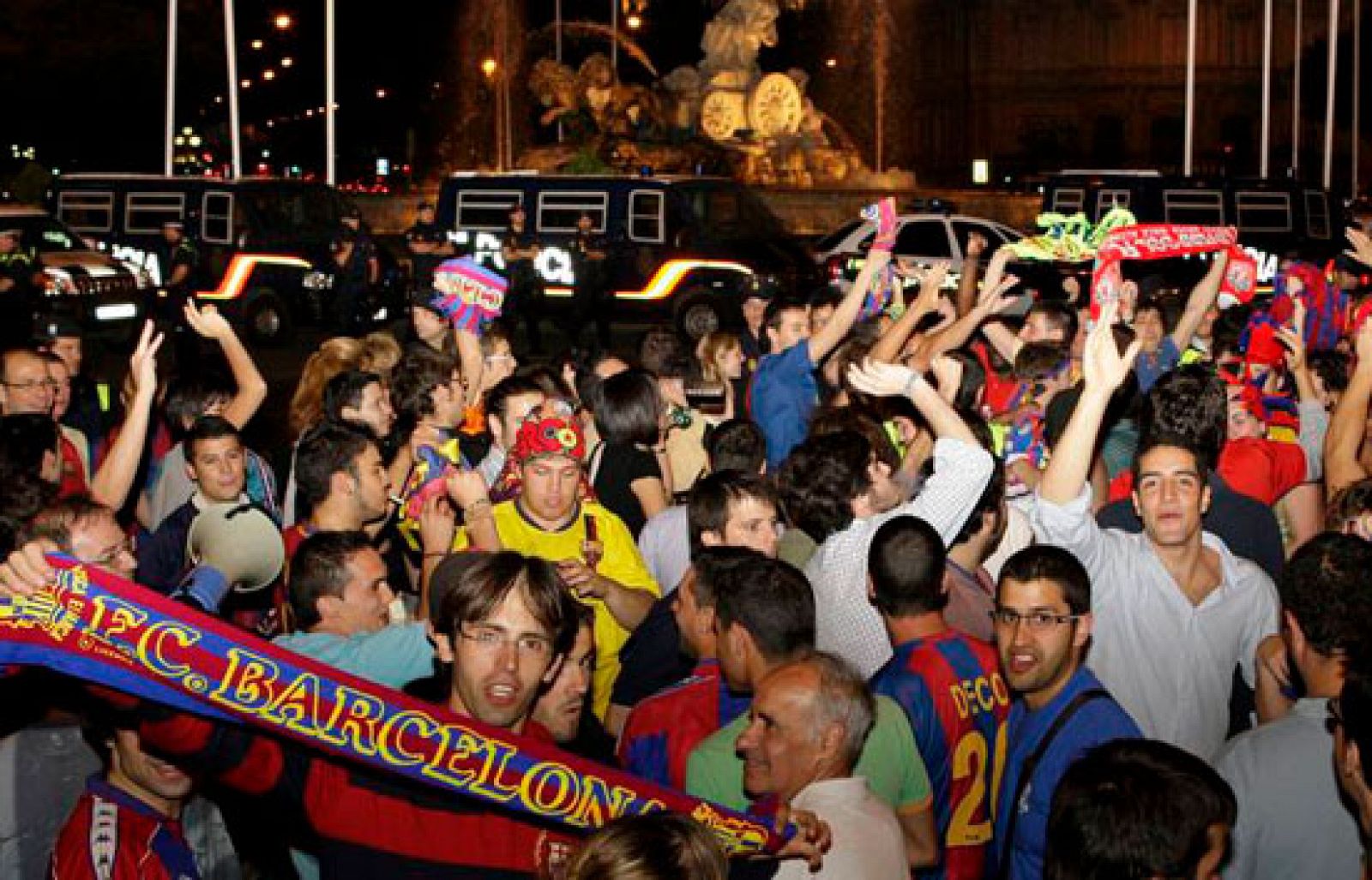 Los aficionados del Barça celebran la Copa de Europa