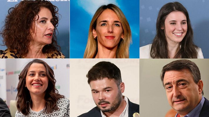 Telediario 1 - Debate a seis en RTVE con Álvarez de Toledo, María Jesús Montero, Irene Montero, Arrimadas, Rufián y Aitor Esteban