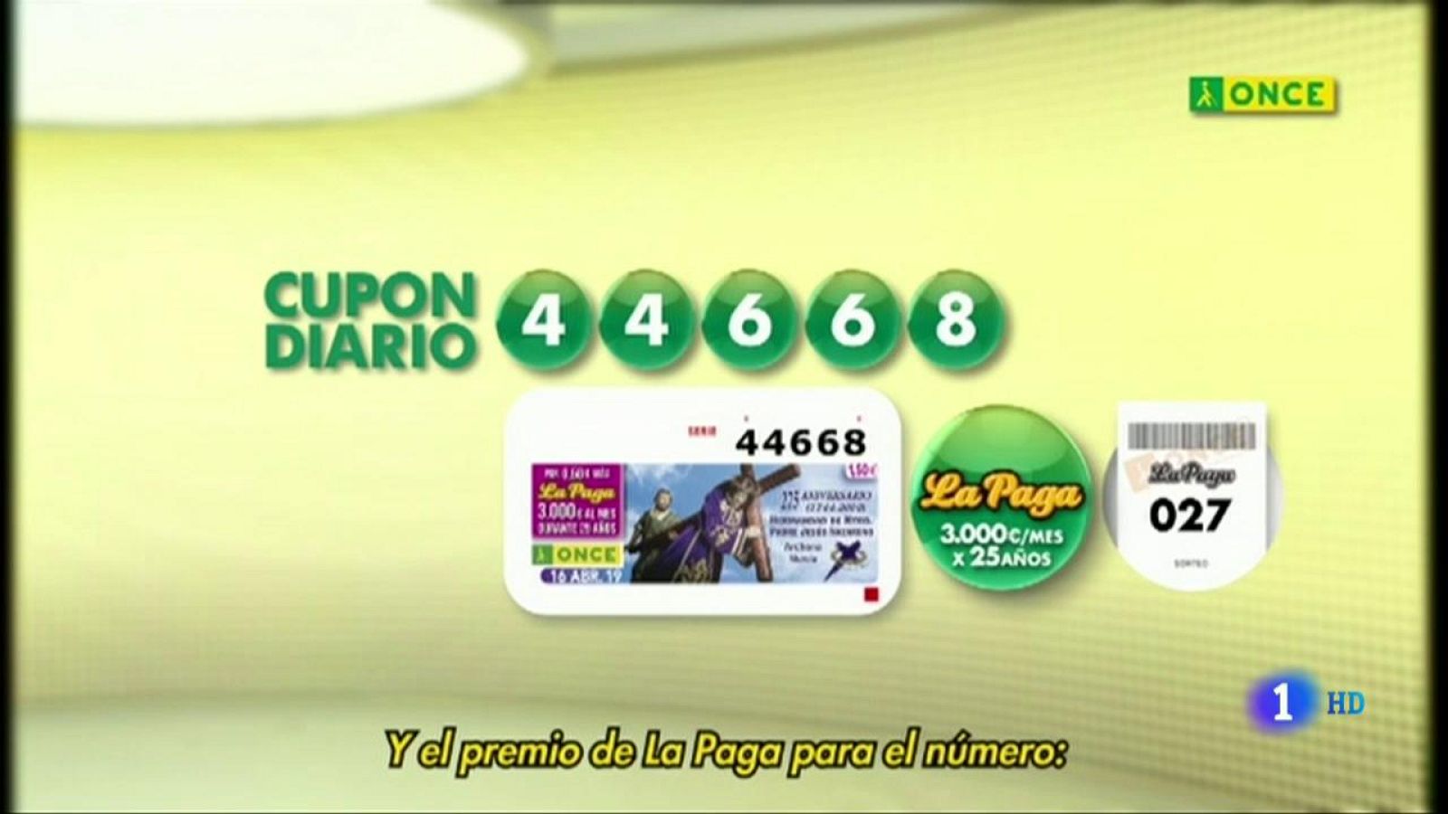 Sorteo ONCE - 16/04/19 - ver ahora