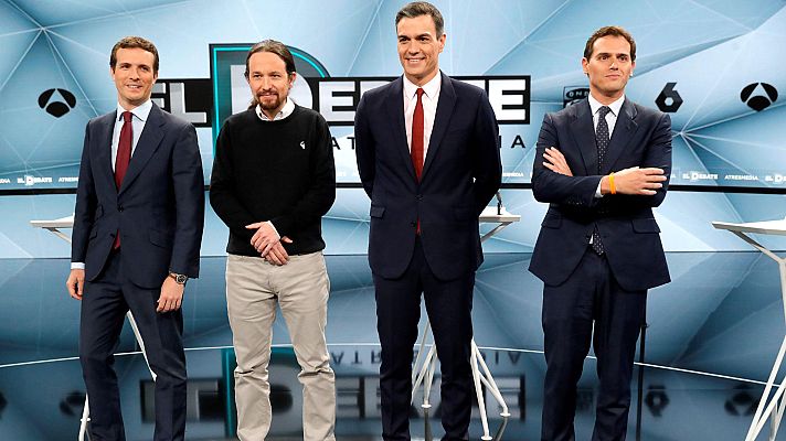 Telediario 1 - Casado y Rivera se enzarzan por el voto de la derecha en un debate que aleja aún más a PSOE y Cs