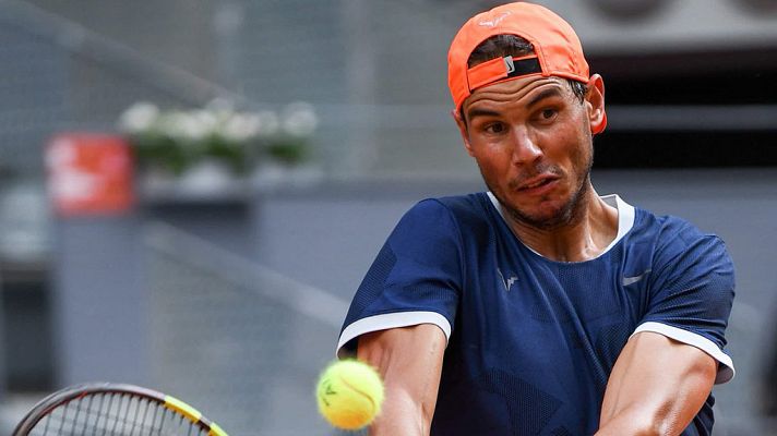 Telediario 1 - Madrid Open: Rafa Nadal ha entrenado en la Caja Mágica