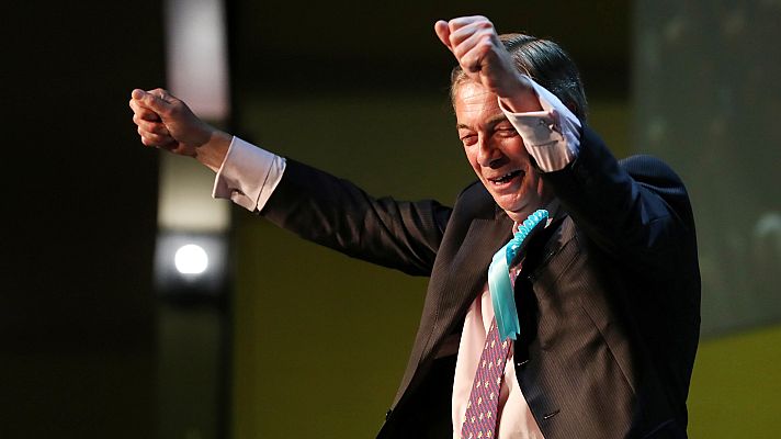 Telediario 1 - El recién creado Partido del 'Brexit', del eurófobo Nigel Farage, lidera las encuestas en Reino Unido de las elecciones europeas