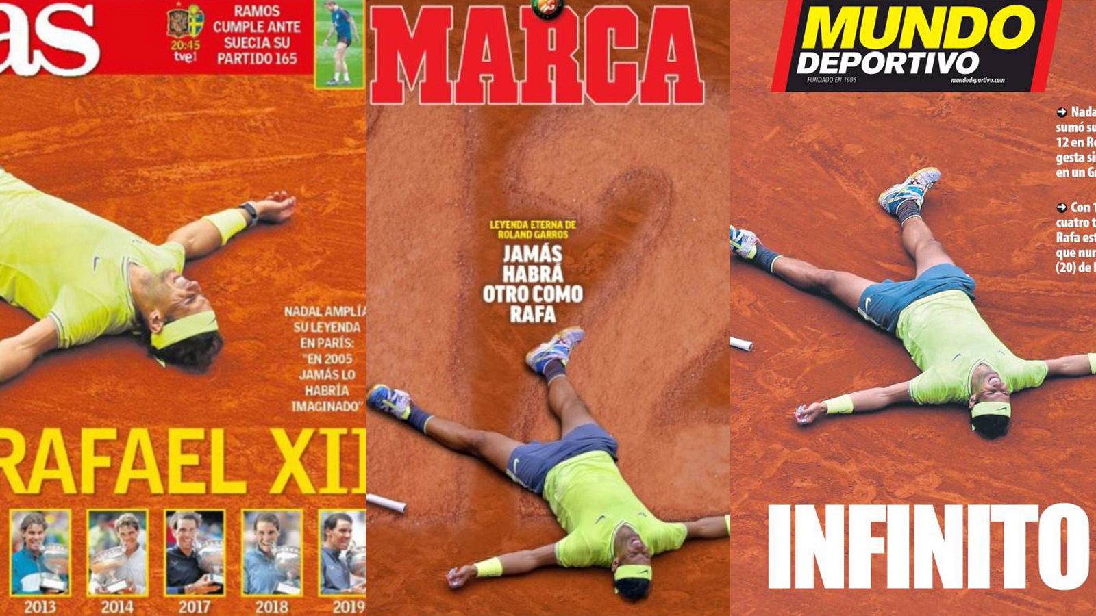 Agotados los adjetivos, la prensa eleva a Nadal a la categoría de mito | Ver