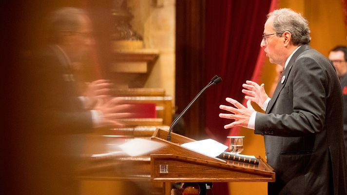 Telediario 1 - Tensión en el pleno de Santa Coloma de Farners al presionar Torra para que JxCat no pactara con el PSC