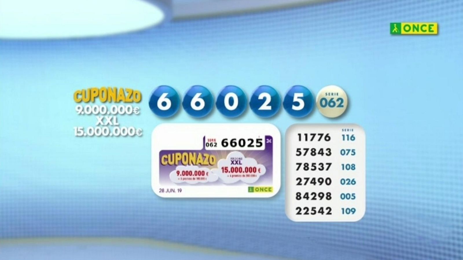 Sorteo ONCE - 28/06/19 - ver ahora