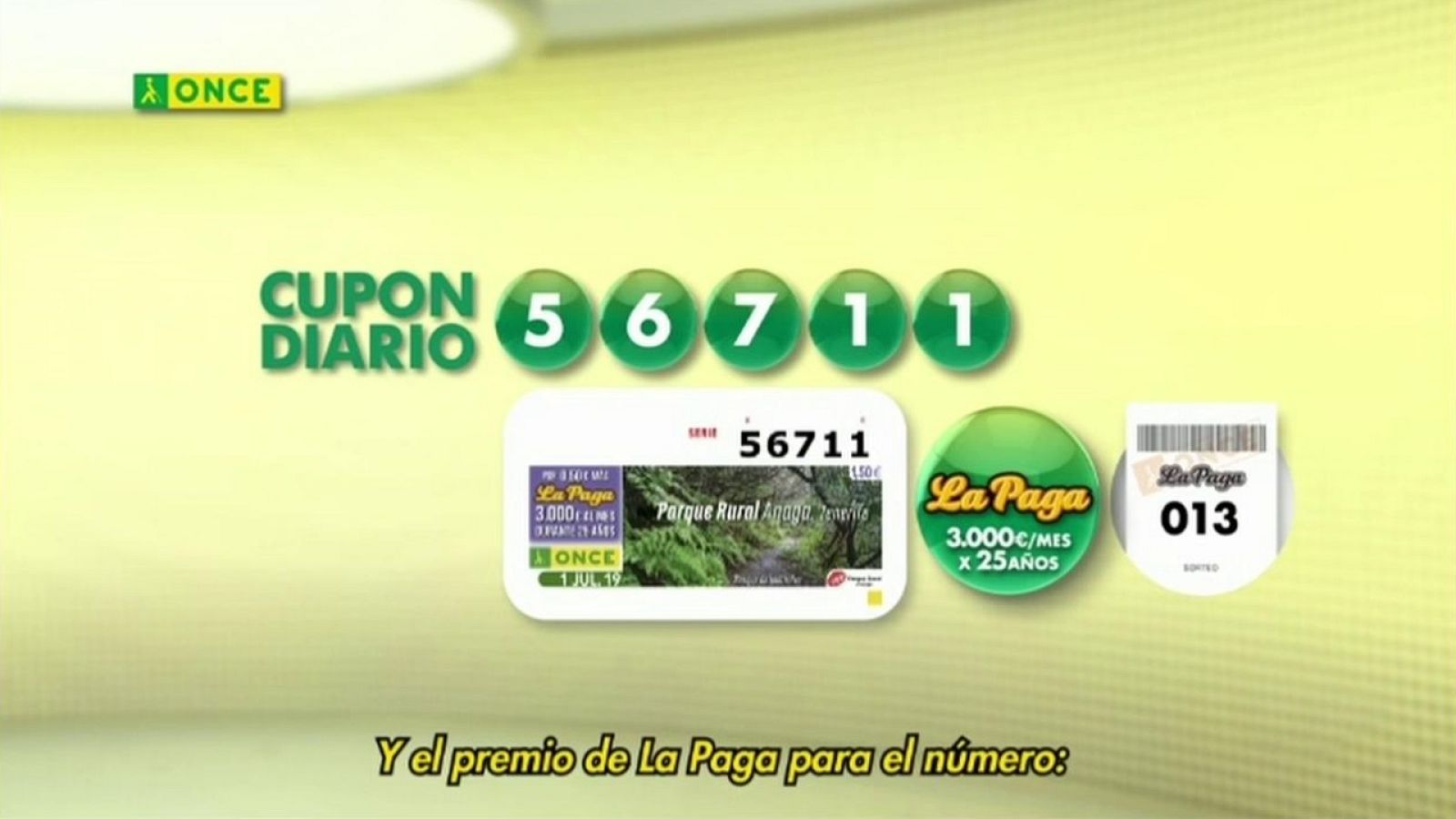 Sorteo ONCE - 01/07/19 - ver ahora