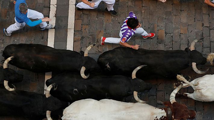 San Fermín - Cuarto encierro de San Fermín 2019, trepidante con los jandilla