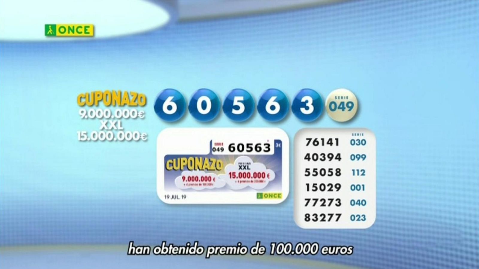 Sorteo ONCE - 19/07/19 - ver ahora