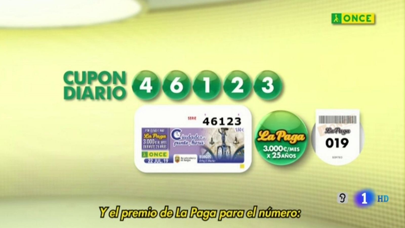 Sorteo ONCE - 22/07/19 - ver ahora