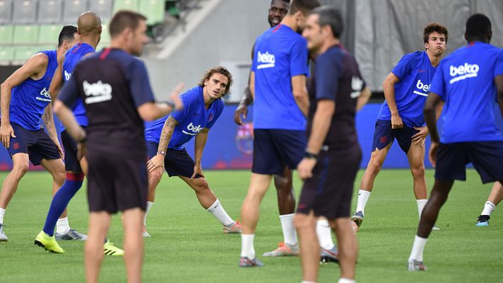 Telediario 1 - El Barça quiere ponerse a tono en el reencuentro con Iniesta y Villa