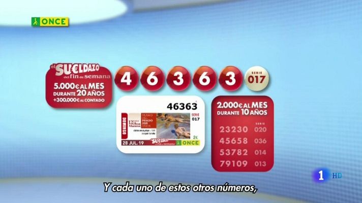 Sorteos ONCE - Sorteo ONCE - 28/07/19