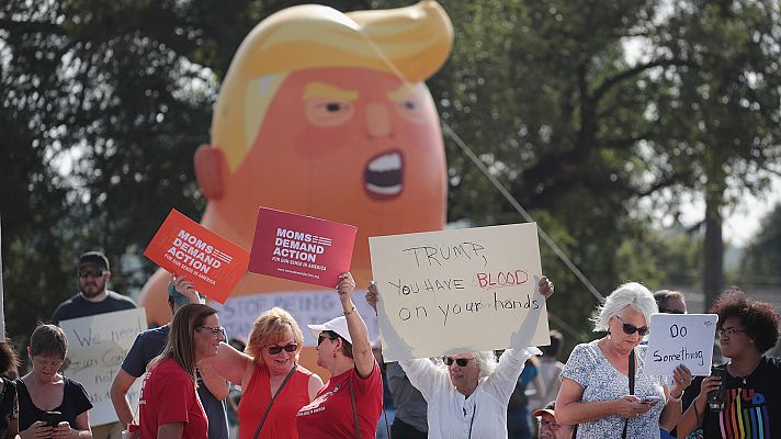 Telediario 1 - Protestas contra las armas en la visita de Trump a los escenarios de los últimos tiroteos