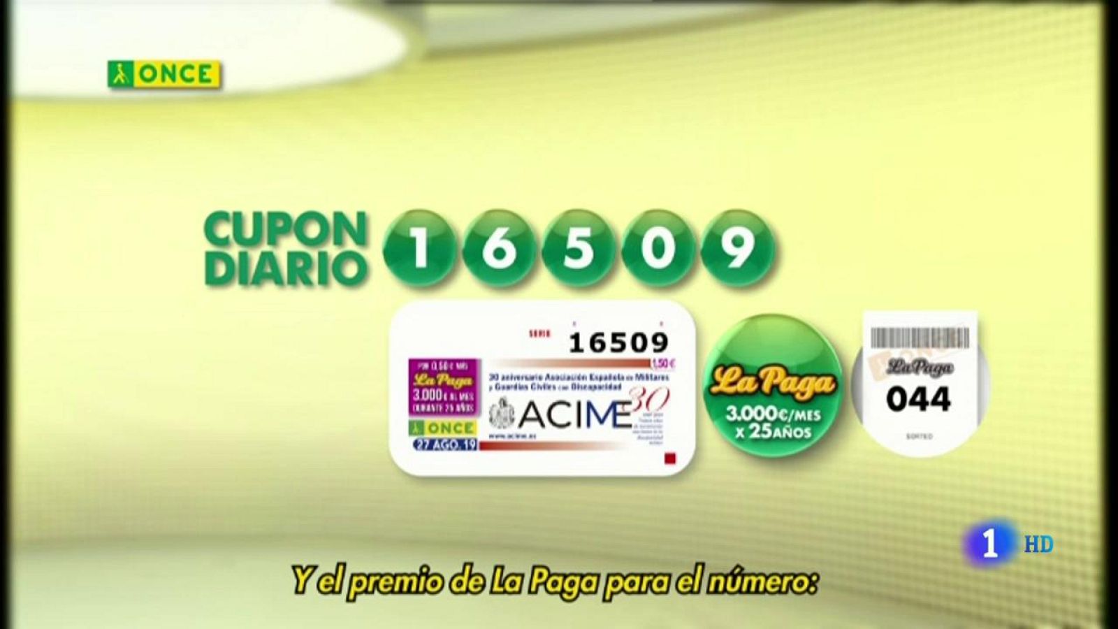 Sorteo ONCE - 27/08/19 - ver ahora