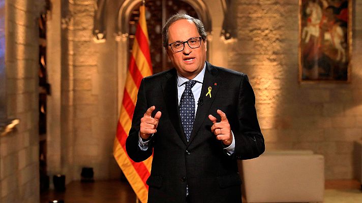 Telediario 1 - Torra reivindica el derecho a la autodeterminación y anima a los catalanes a "no detenerse"