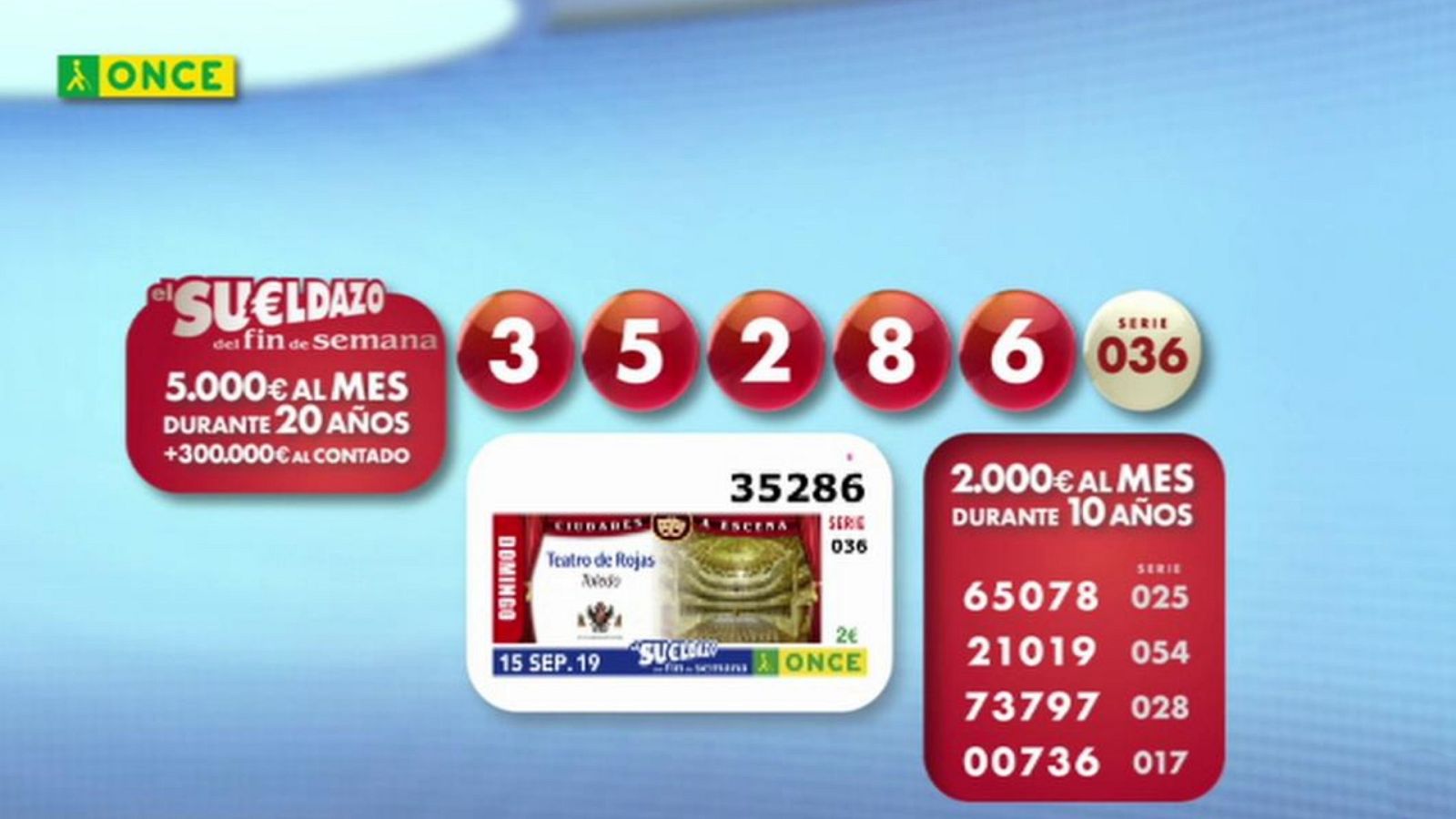 Sorteo ONCE - 15/09/19 - ver ahora