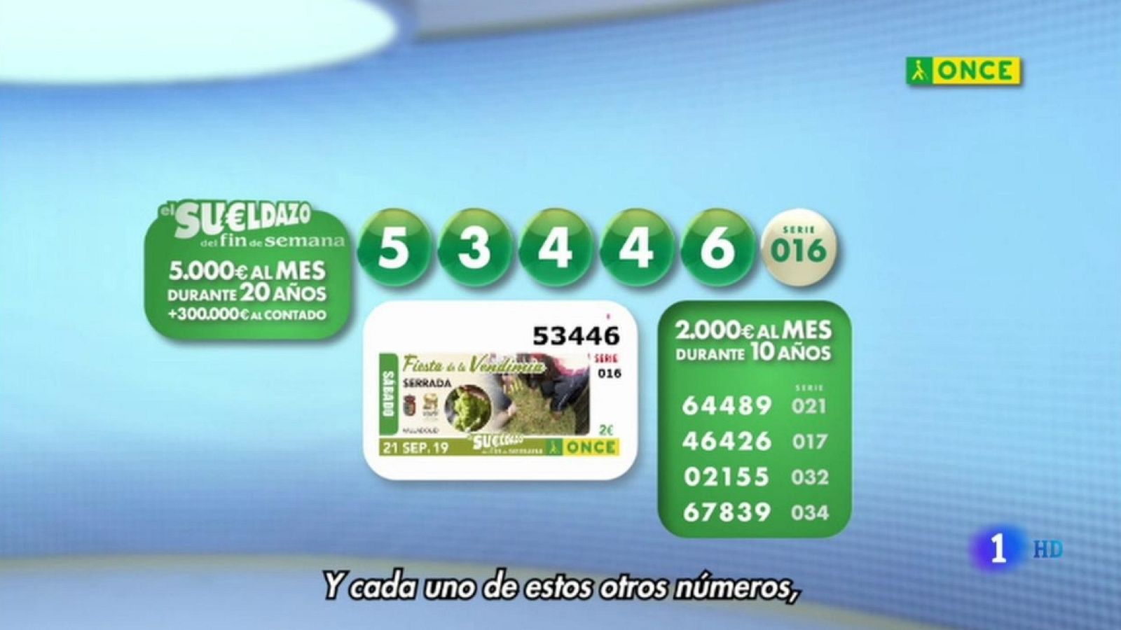 Sorteo ONCE - 21/09/19 - ver ahora
