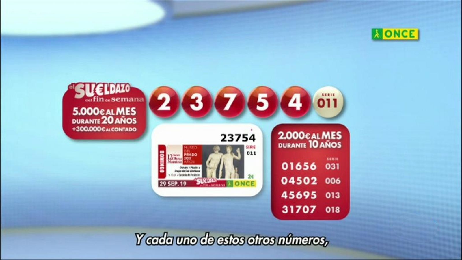 Sorteo ONCE - 29/09/19 - ver ahora