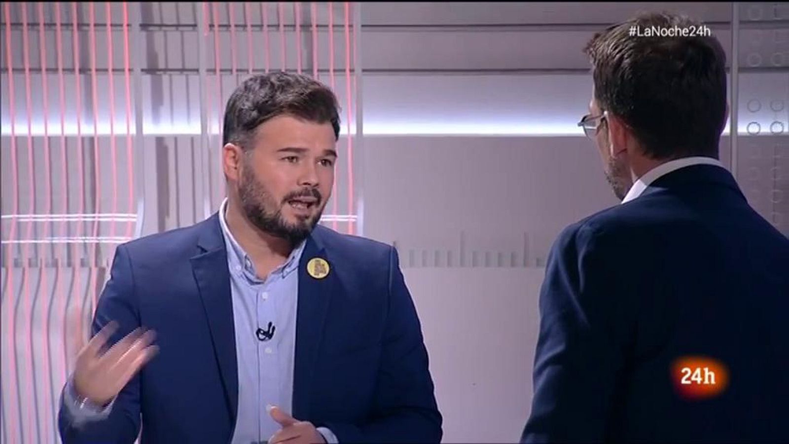 Rufián: "Nada justifica la violencia, ni la unidad de España ni la autodeterminación de Cataluña" -RTVE.es - La noche en 24h | Ver