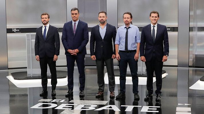 Especiales informativos - Minuto inicial del debate a cinco en RTVE