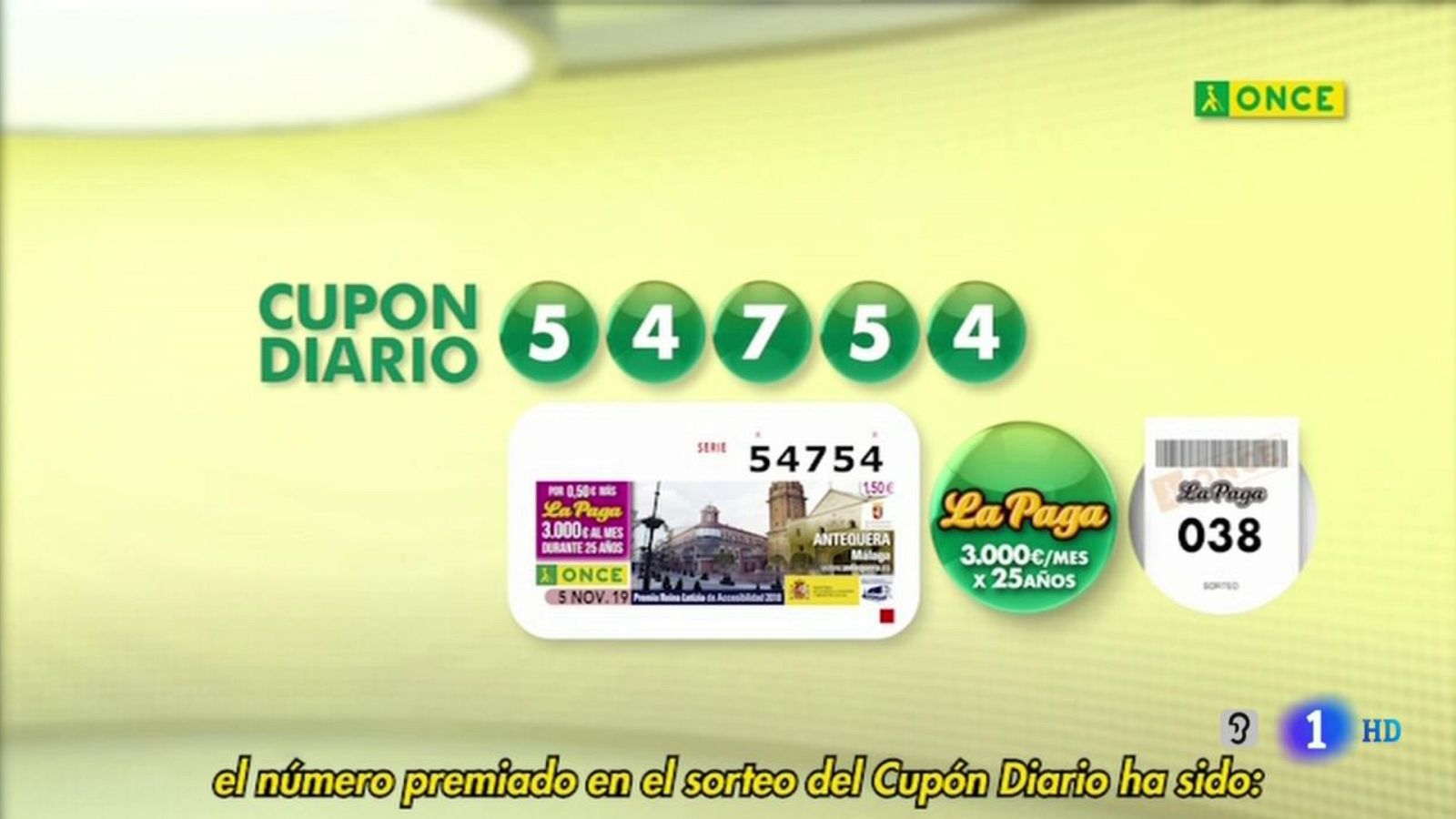 Sorteo ONCE - 05/11/19 - ver ahora