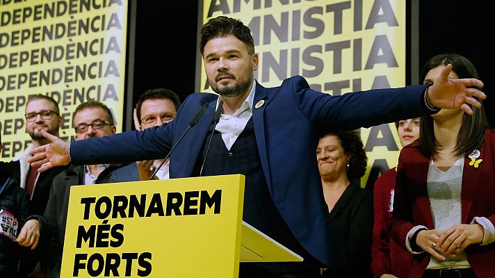 Telediario 1 - ERC repite victoria en Cataluña aunque pierde apoyos