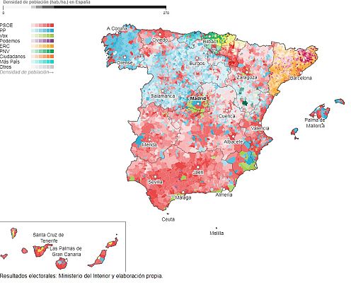  - El mapa de RTVE.es permite conocer el voto en cada municipio