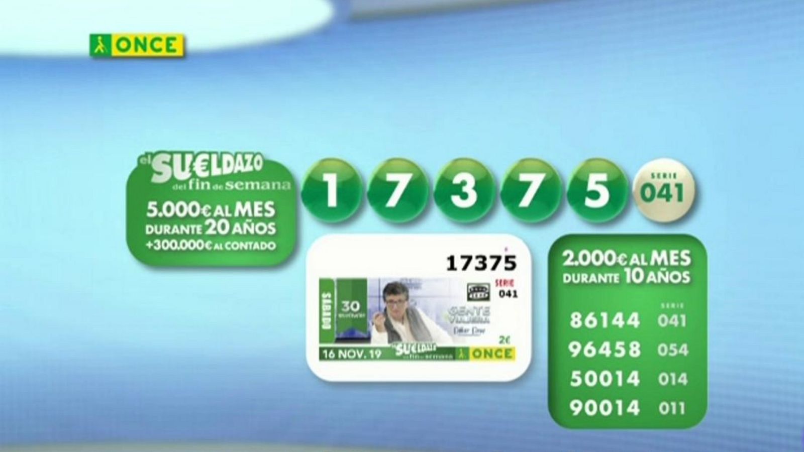 Sorteo ONCE - 16/11/19 - ver ahora