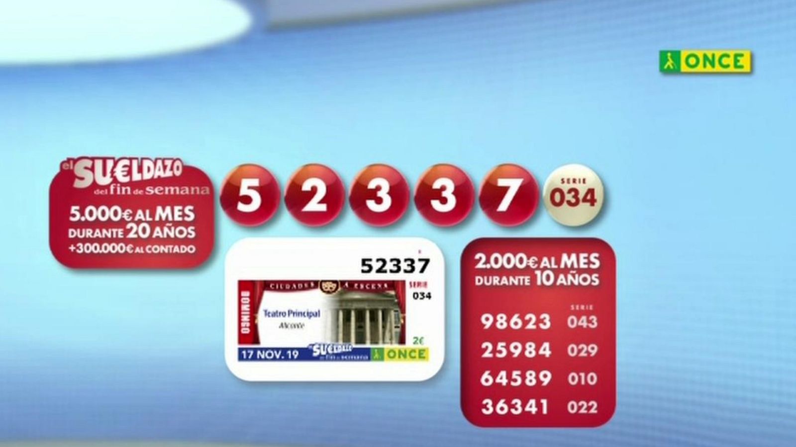 Sorteo ONCE - 17/11/19 - ver ahora