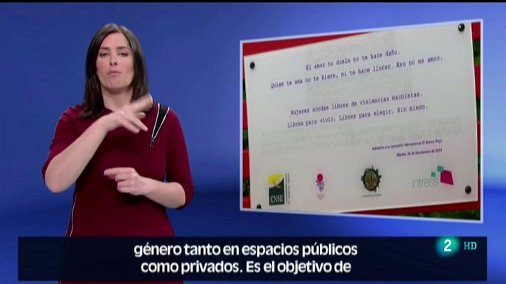 En lengua de signos - Un banco rojo contra la violencia de género