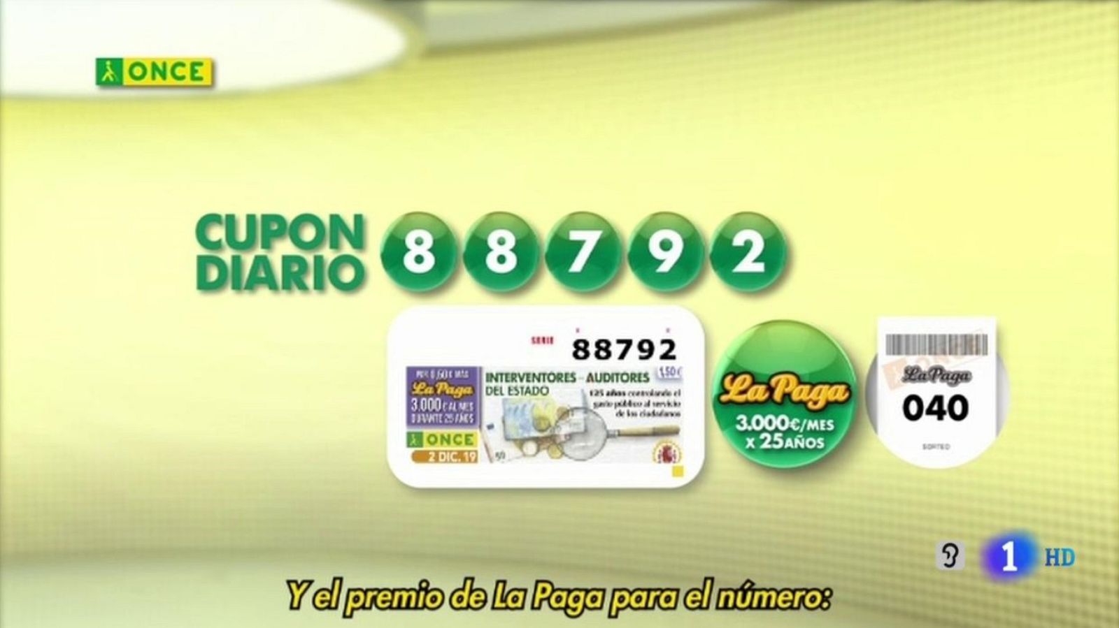 Sorteo ONCE - 02/12/19 - ver ahora