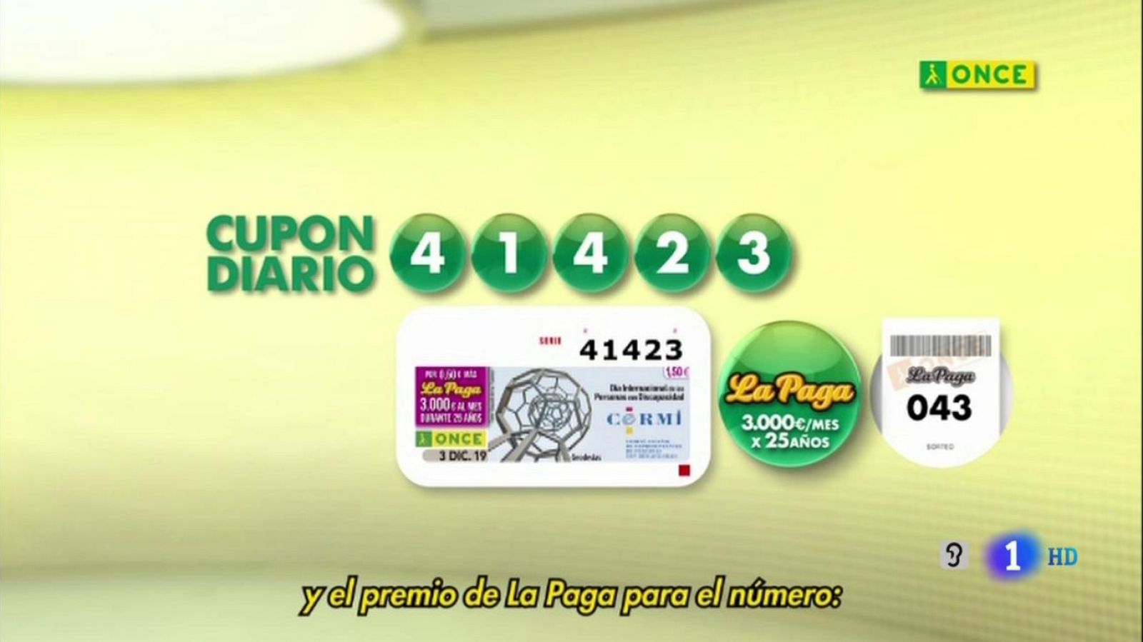 Sorteo ONCE - 03/12/19 - ver ahora