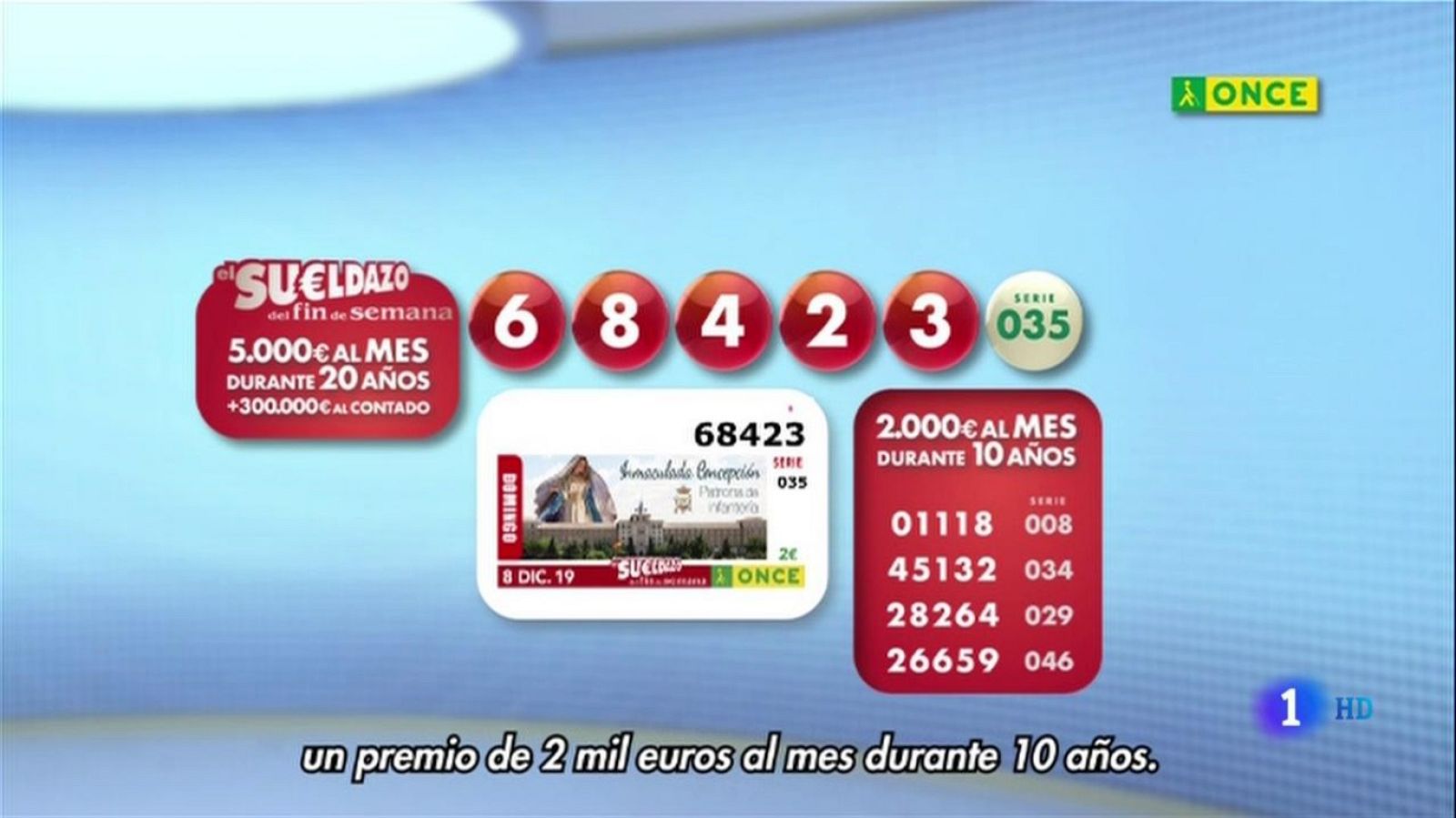 Sorteo ONCE - 08/12/19 - ver ahora