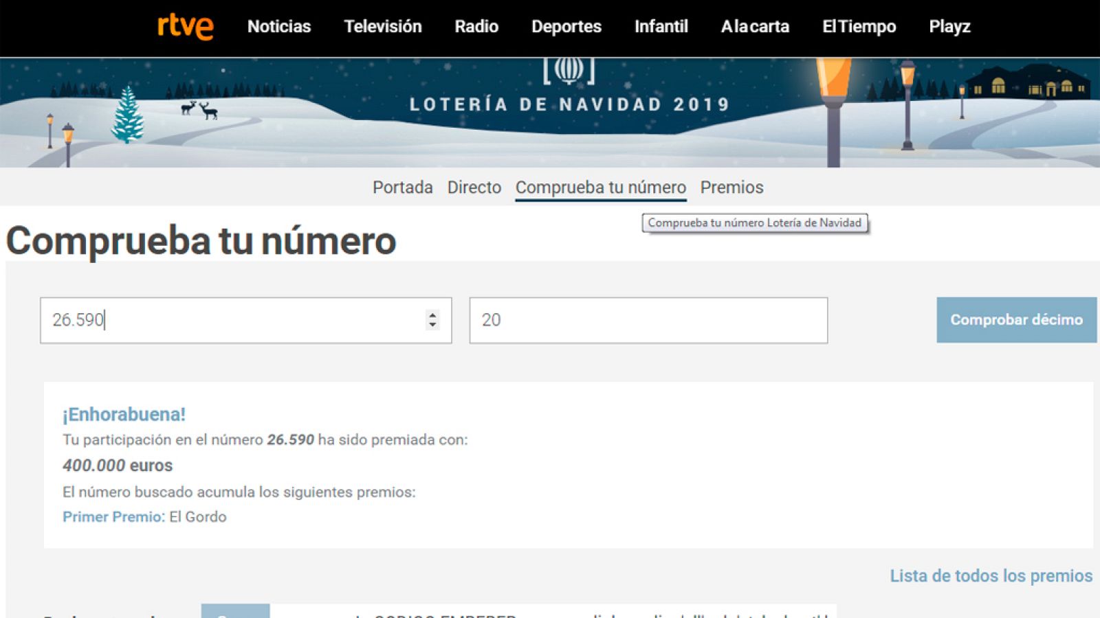 El 23.059, tercer quinto premio de la Lotería de Navidad