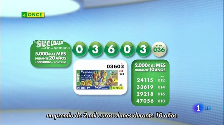 Sorteos ONCE - Sorteo ONCE - 28/12/19