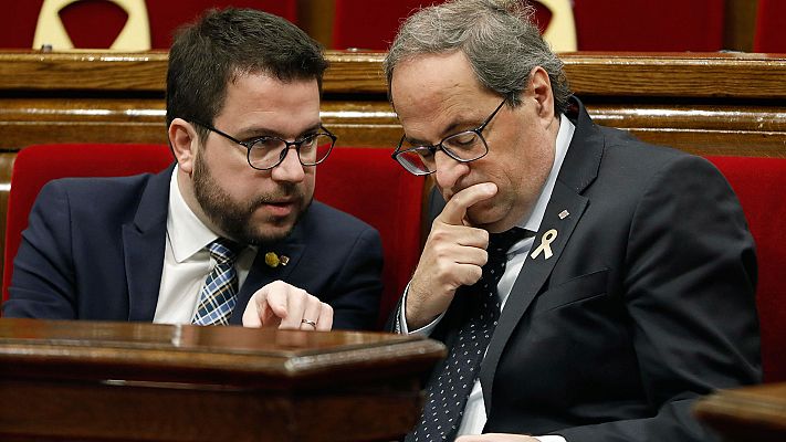Telediario 1 - Torra advierte a ERC sobre su pacto con el PSOE: No se puede "negociar nada al margen del Govern"
