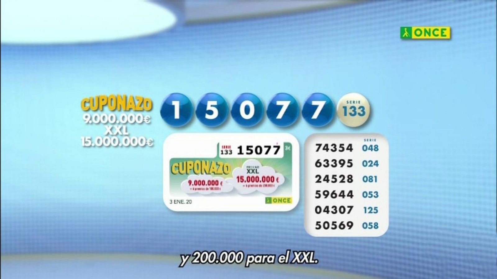 Sorteo ONCE - 03/01/20 - ver ahora