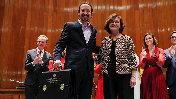 Telediario 1 - Iglesias toma posesión como vicepresidente y pide a los agentes sociales: "No dejéis de presionarnos"